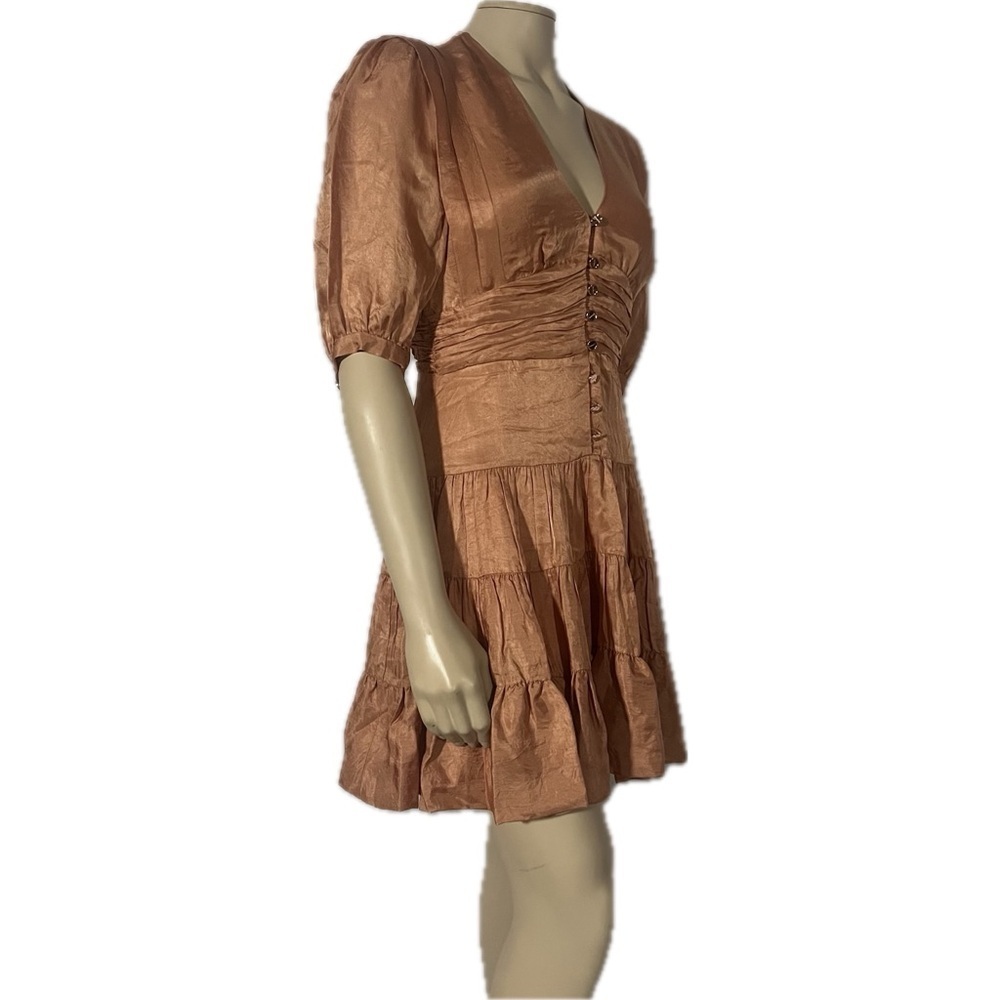 NWT Sandro Gathered tiered satin mini dress - Picture 10 of 16